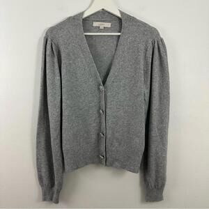 LOFT Gray Knit V Neck Cardigan Sweater Women's Size M